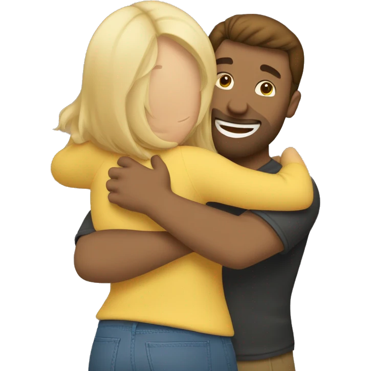 hug to blonde woman and caucasian brown hair man emoji