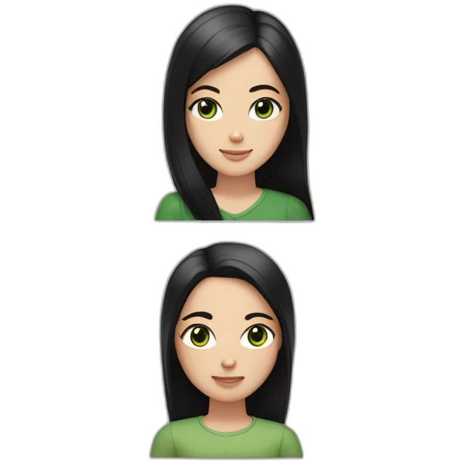 Girl with black straight hair and green eyes with tall white men with brown short hair emoji