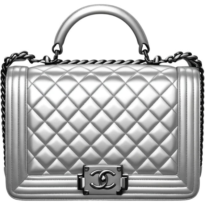 chanel le boy silver color bag emoji
