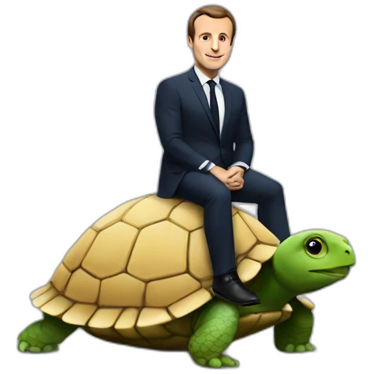 Macron on a turtle  emoji