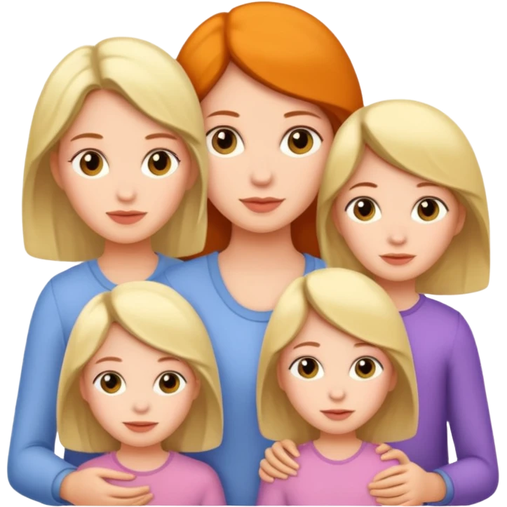 Mother with three daughters below her  emoji