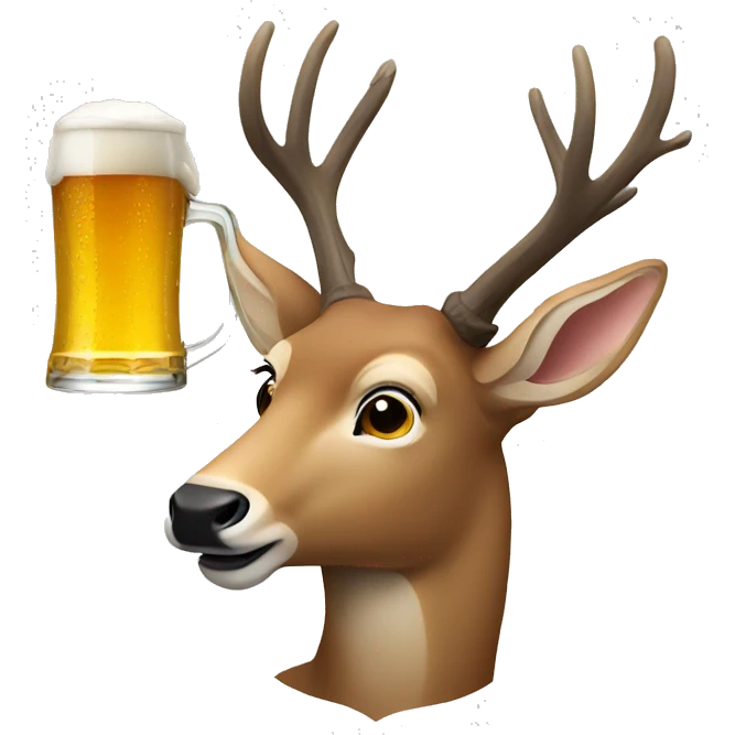 Deer drinking a beer emoji