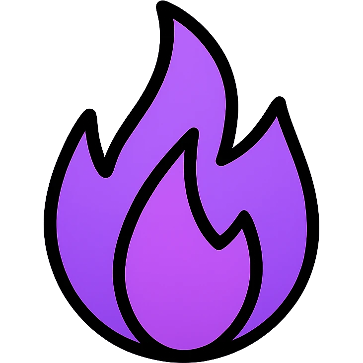 stylized flame with a purple gradient, modern, clean emoji
