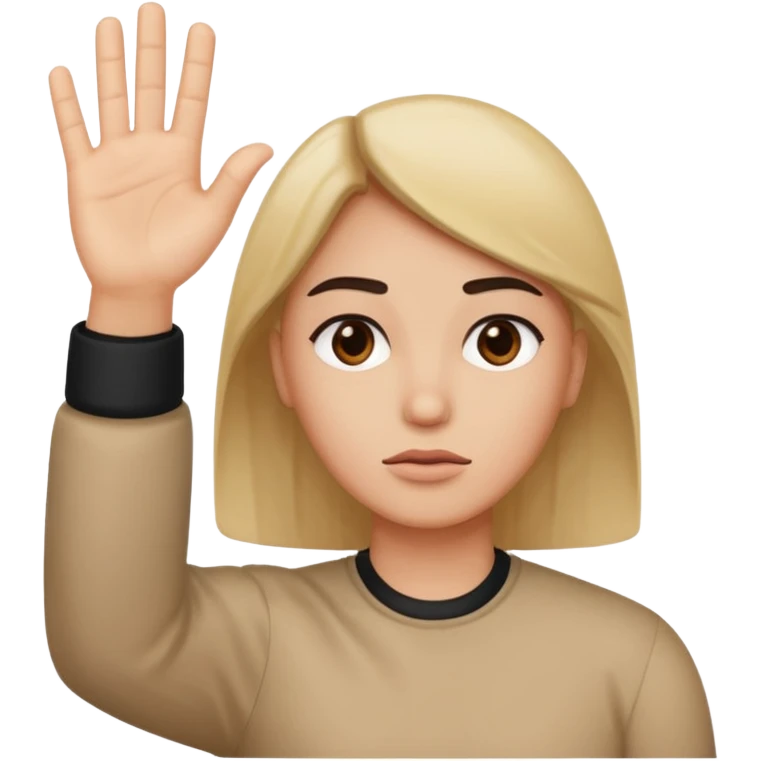 Eyebrow up hand saying stop  emoji