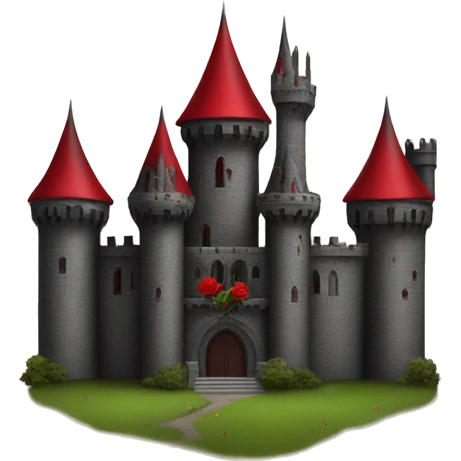 Black and red gothic castle with roses emoji