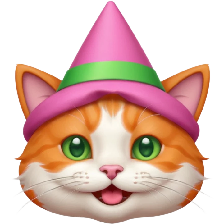 happy cat with a pink party hat emoji
