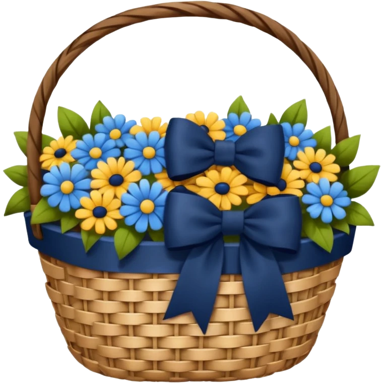basket with a navy blue bow emoji