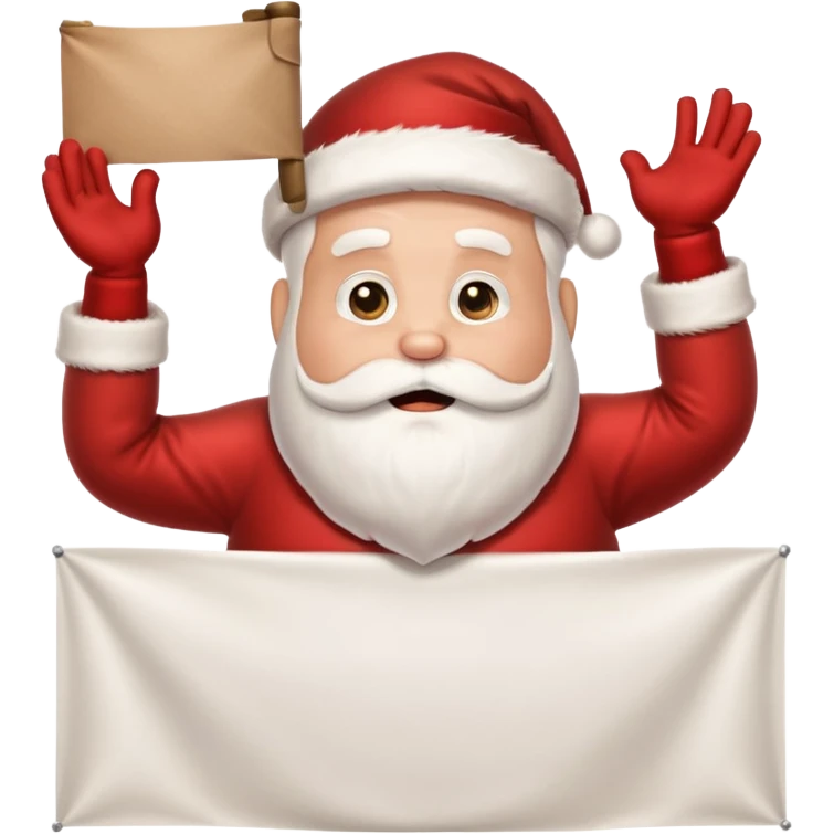 drunk santa holding up a huge blank banner 4 times his size above his head emoji