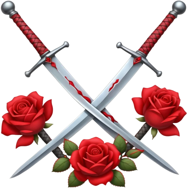 Crossed weapons with a rose emoji