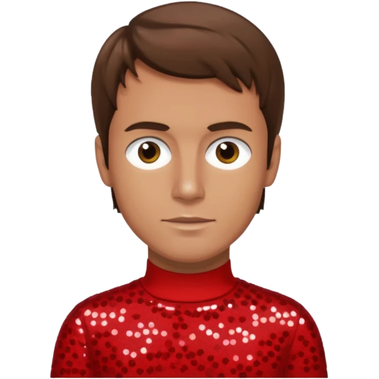 Murray Cook from The Wiggles with brown hair, red sequin skivvy shirt emoji