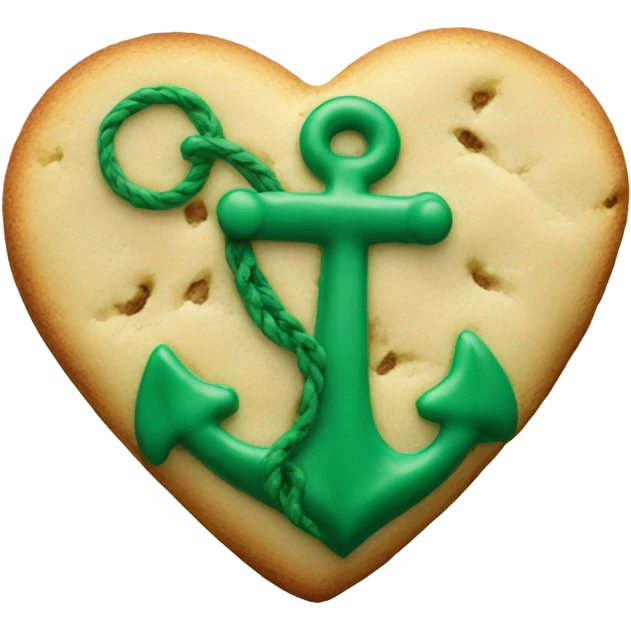 cookie heart with green anchor emoji