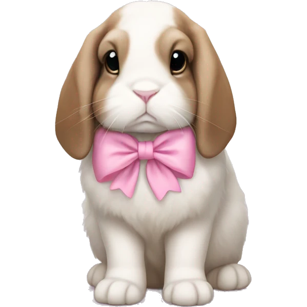 sad holland lop bunny with pink bow on ear emoji