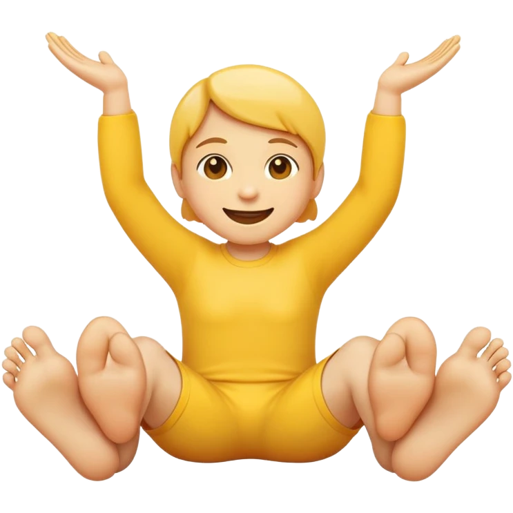 😊 with its hands below its cheeks and legs showing its feets behind the head. Position looks like the emoji is laying on the floor emoji