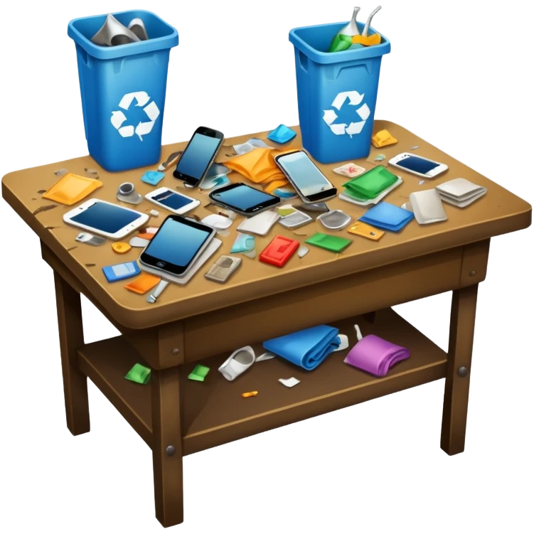 very dirty table with trash emoji