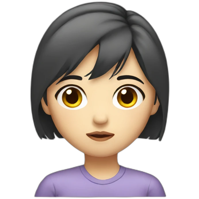Asian Girl with short hair sad emoji