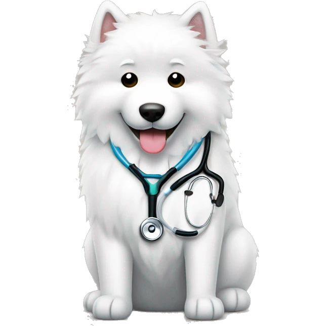 Samoyed with stethoscope emoji