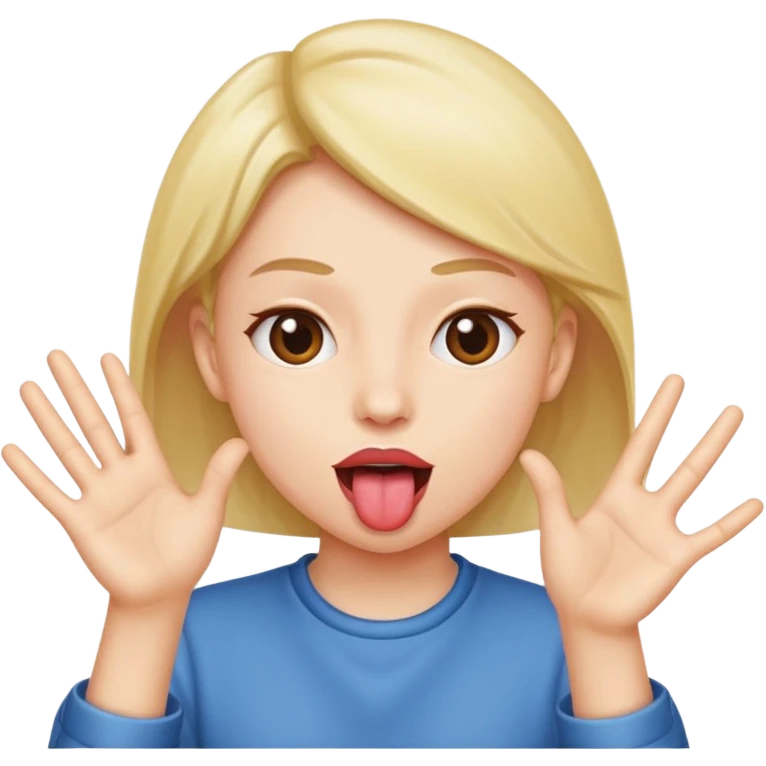Tongue out hands to the side emoji