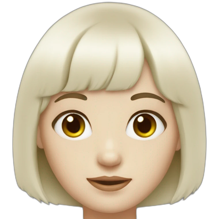 White skin white short hair with bangs girl emoji
