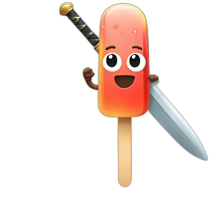 a popsicle with an arm wearing a sword emoji