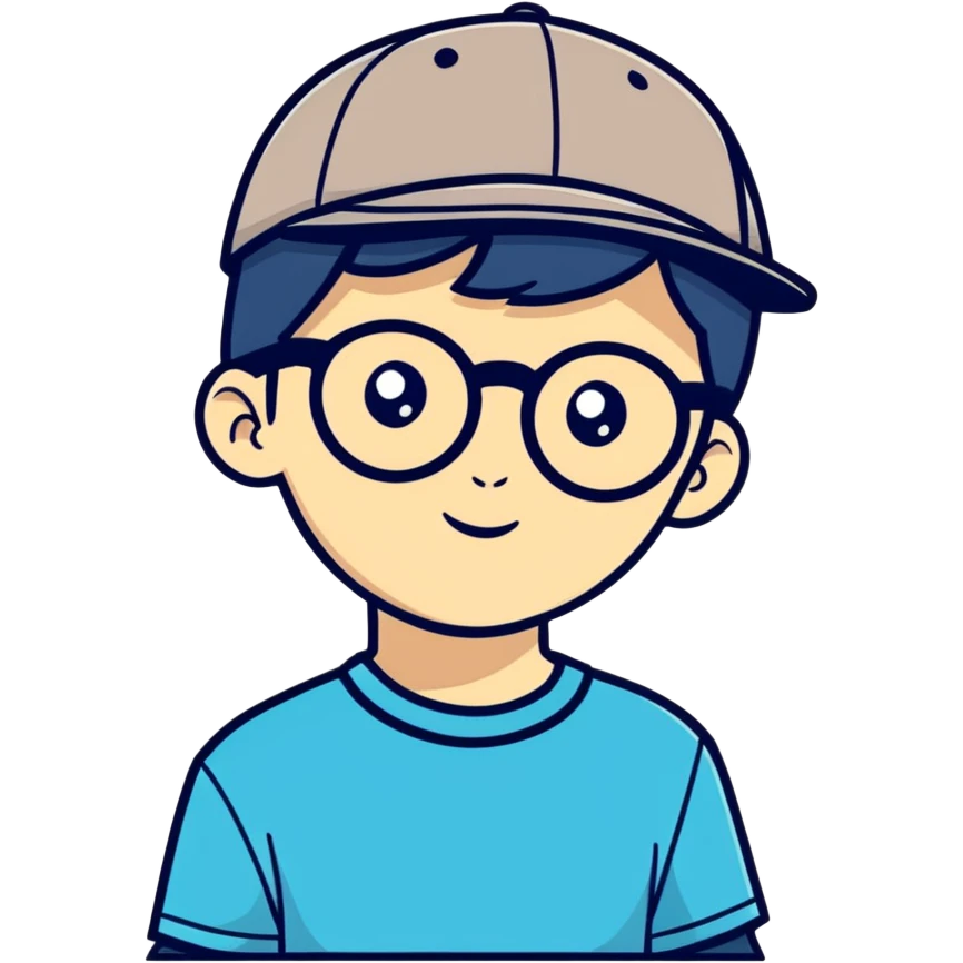 Un chico con gorra y lentes finos  emoji