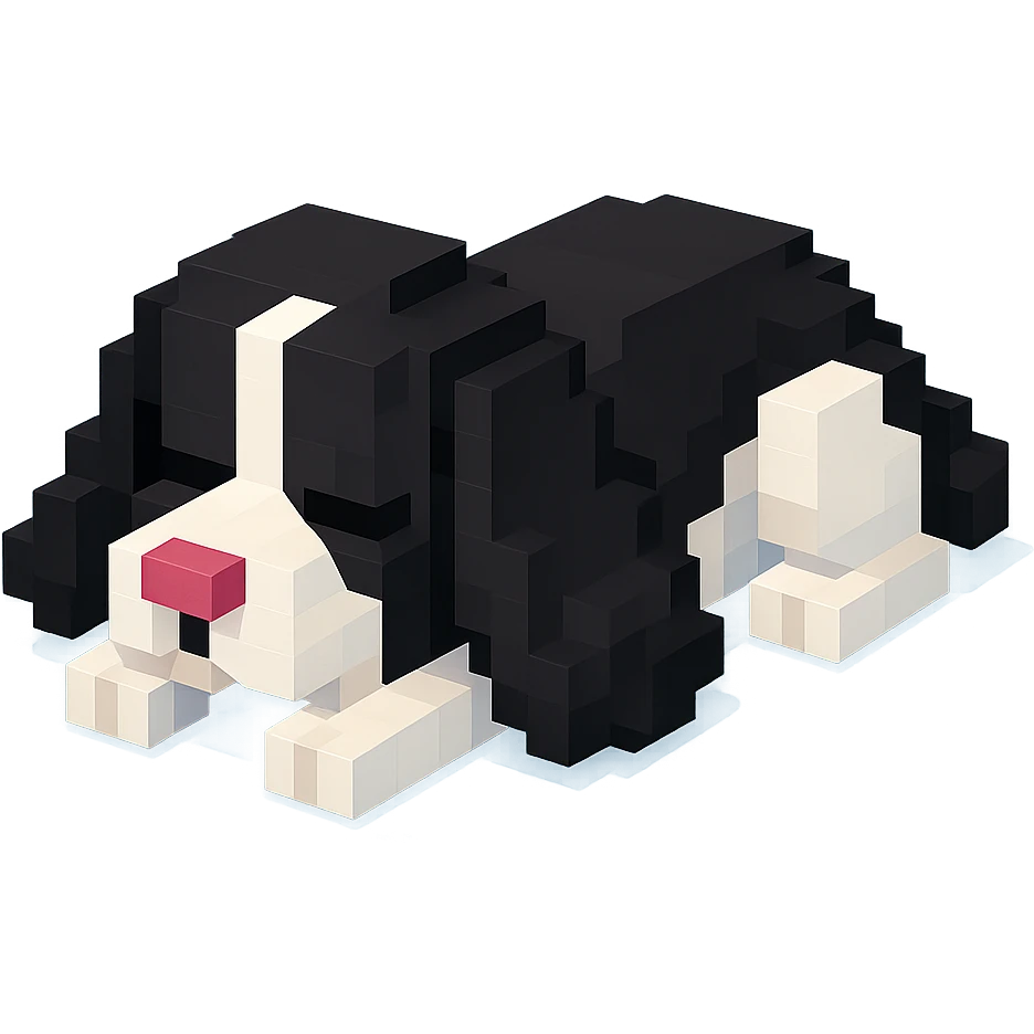 black and white Russian Cocker Spaniel puppy in sleeping pose emoji