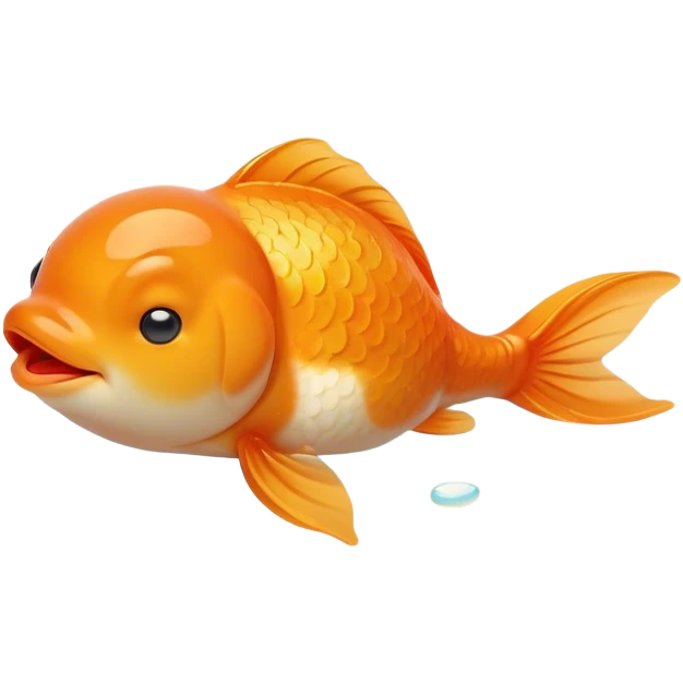 Meme-Worthy Cute Sleeping Orange Goldfish Portrait Emoji, Head resting peacefully with a contented smile, showcasing a streamlined, graceful body with a luxuriously soft vibrant orange hue, eyes closed in a serene, floating nap, Simplified yet hilariously adorable features, highly detailed, glowing with a soft, drowsy light, high shine, relaxed and utterly lovable, stylized with an air of playful laziness, bright and heartwarming, soft glowing outline, capturing the essence of a comically sleepy goldfish, so meme-worthy it feels like it could instantly become the next viral sensation of adorable slumber! emoji