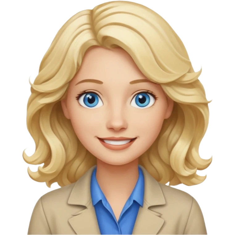 Blonde avec yeux bleus qui est architecte , cheveux ondulés , Sans lunettes  emoji