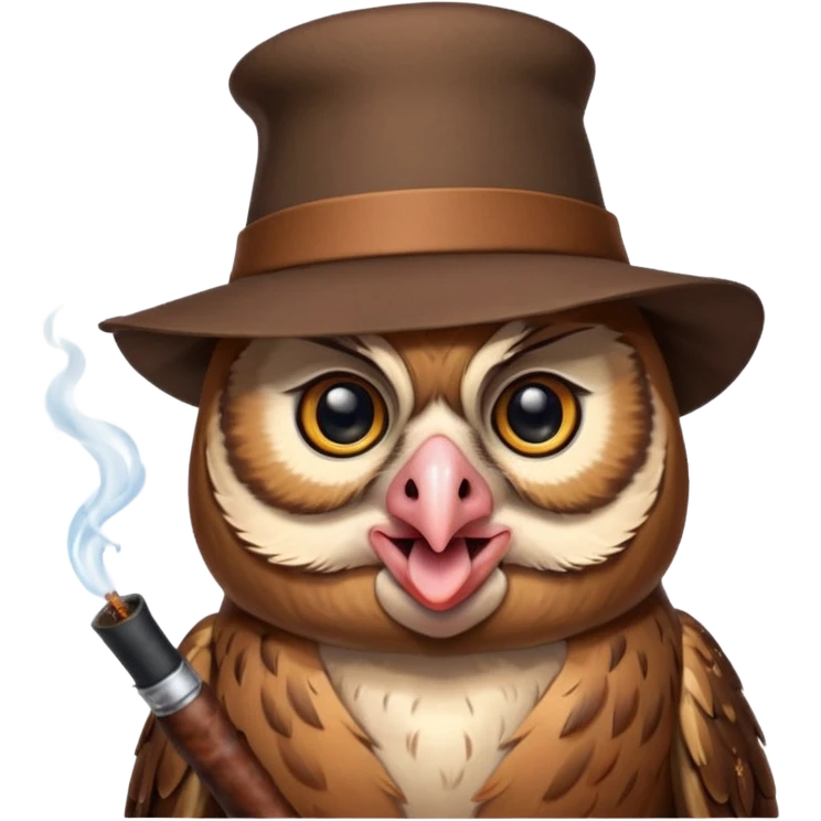 Owl who is happy to meet its pig friend who smokes emoji