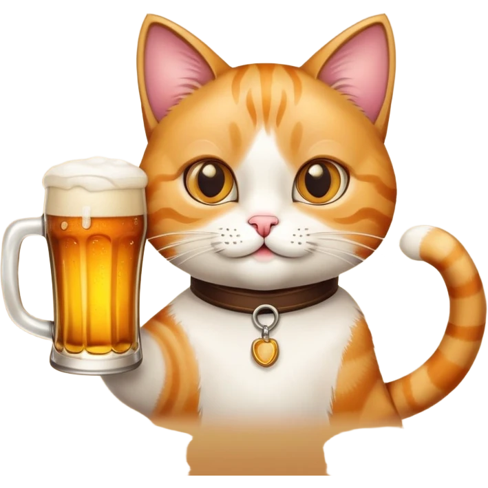 A Cat with a way to big Glass beer emoji