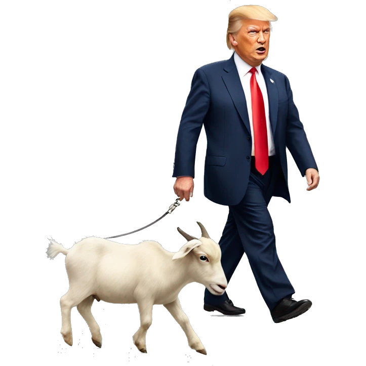 Trump walking a goat on leash  emoji