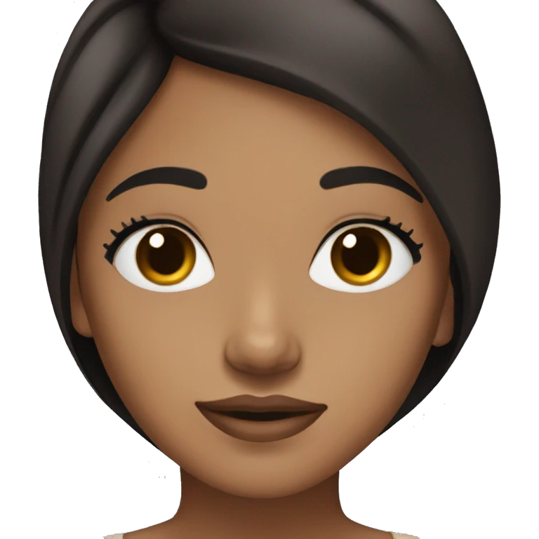 light brown girl with dark brown eyes black hair and long lashes emoji