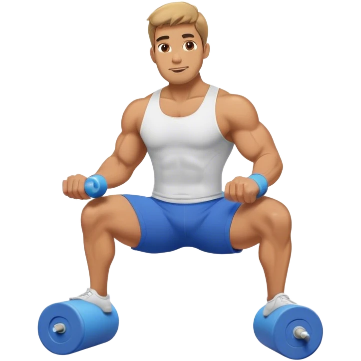 buff guy blue shorts rolling on foam-roller emoji