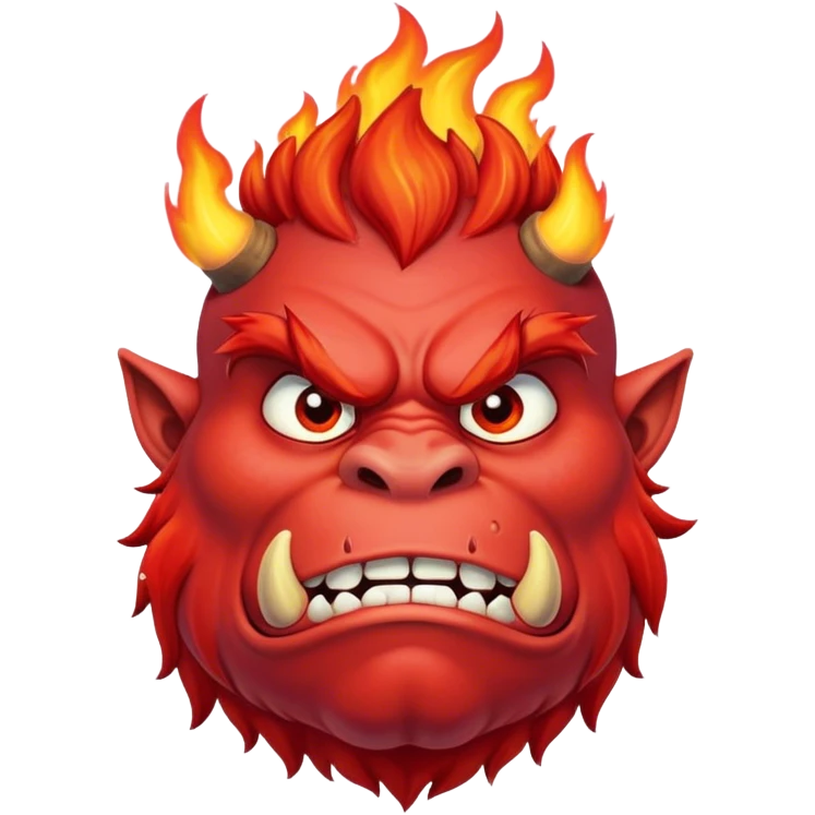 Combine the red ogre emoji, the hot emoji, and the eyes looking emoji into a new emoji emoji