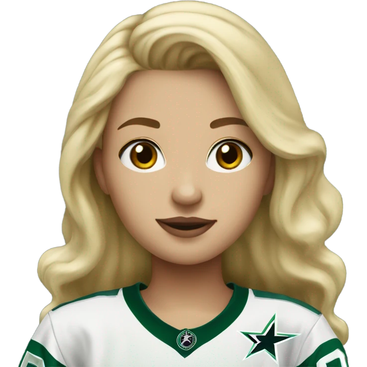Blonde girl wearing Dallas Stars jersey emoji