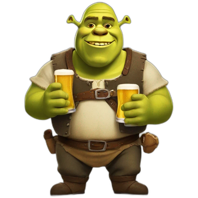Shrek avec une bière belge emoji
