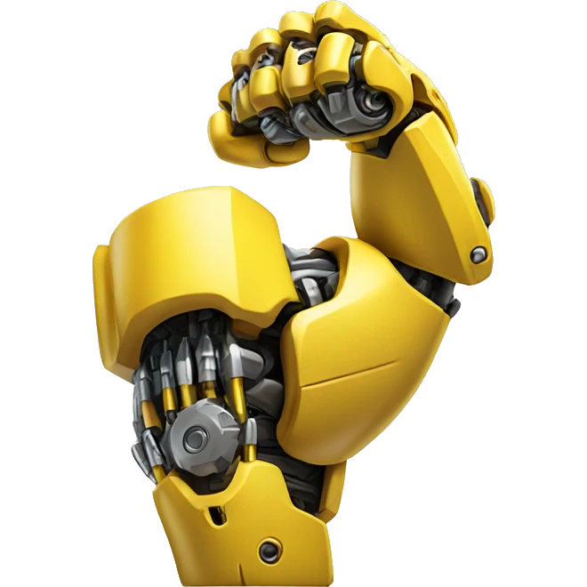 Yellow mechanical cyborg bicep that’s flexing emoji