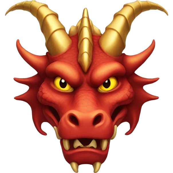 red dragon face with golden horns emoji