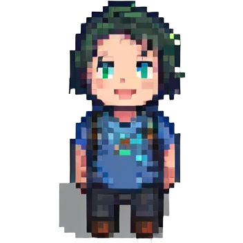a boy saying hi, pixel art style emoji