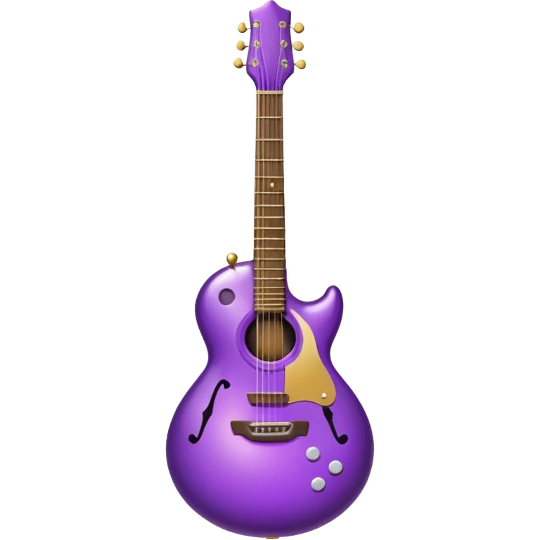 a purple Christmas ornament with a guitar emoji