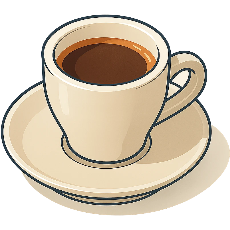 coffee in a small espresso cup, isometric view, 2D isometric style, detailed drawing, detailed shadows and highlights, clean contours, soft lighting, transparent background emoji