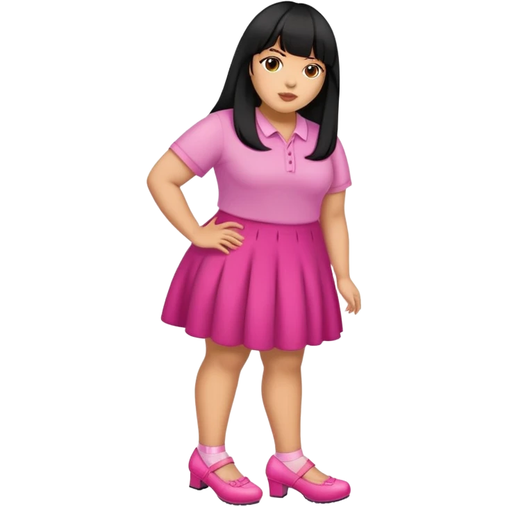 Latina female with bangs black long hair plus size with a pink shoes emoji
