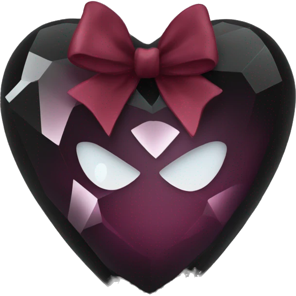 crystal black heart with burgundy bow emoji