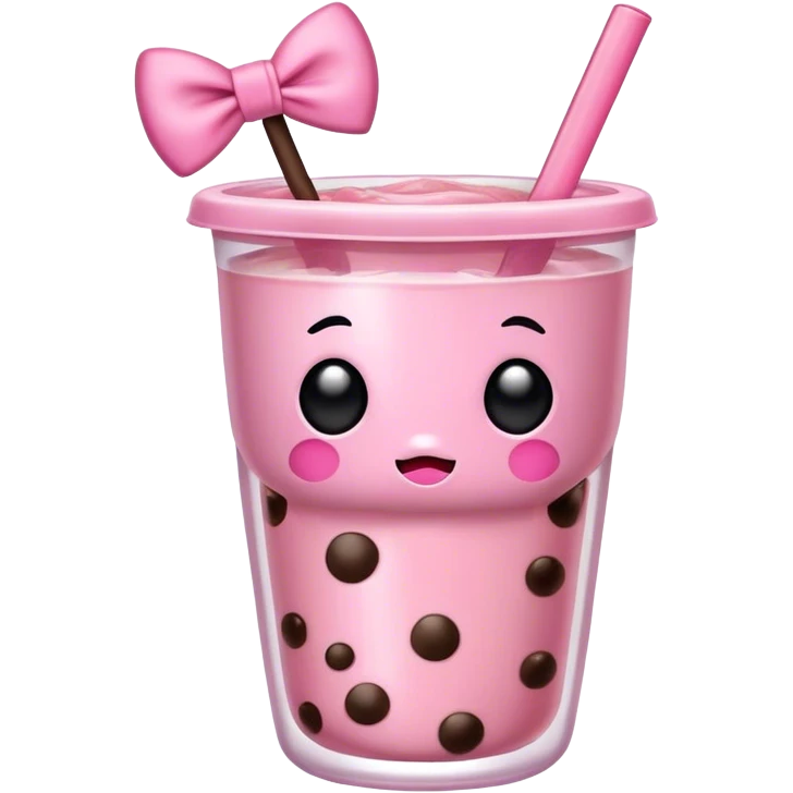 Pink Boba with bow emoji