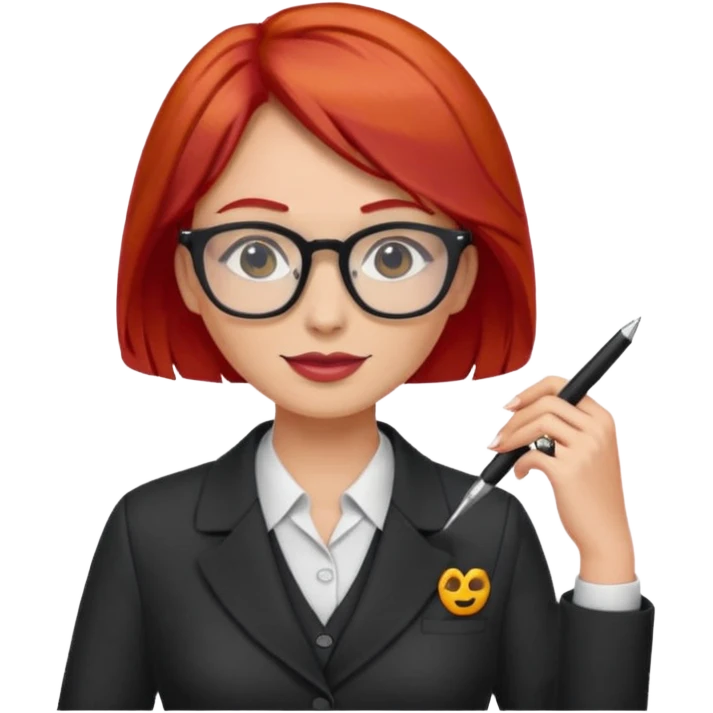 tailor woman with red hair and glasses emoji