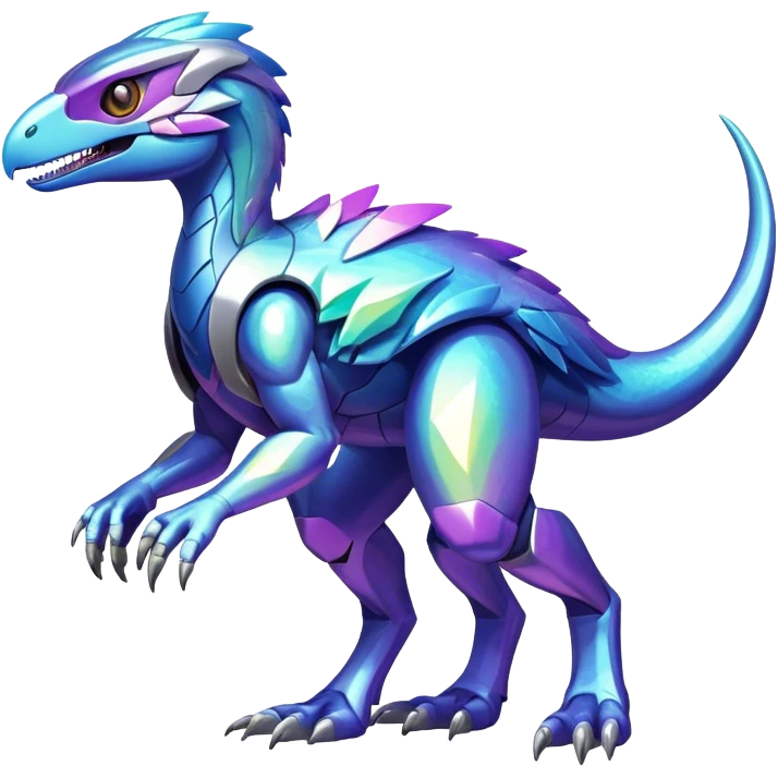 Shiny Futuristic Celestial Iridescent Fakemon-Pokemon-Digimon-Spectrobes-Raptor-fusion, full body emoji