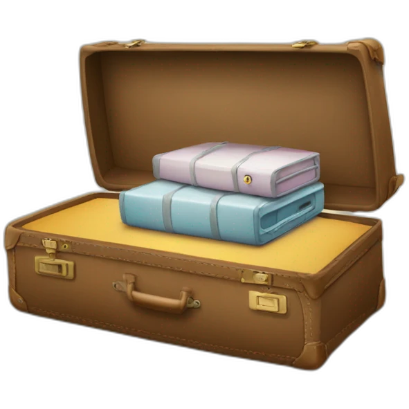 une valise ou il y a écrit dessus Melanie  emoji