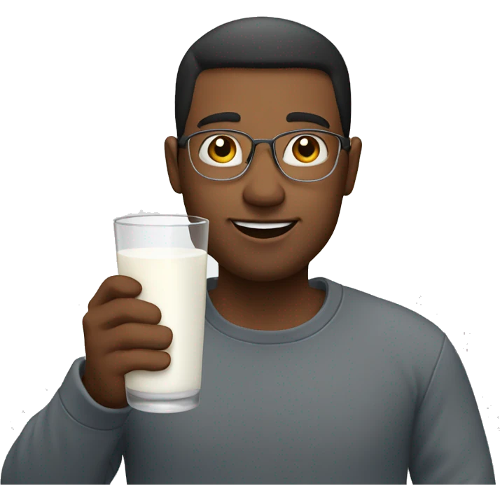 Man holding glass of milk  emoji