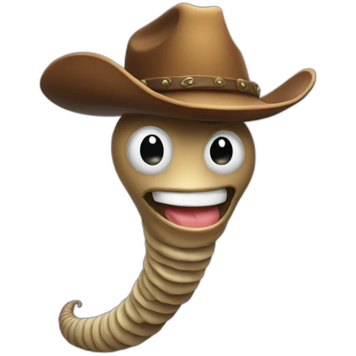 bust of a worm wearing a cowboy hat emoji