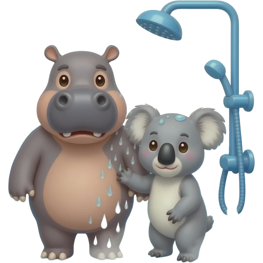 hippo and koala in shower together emoji