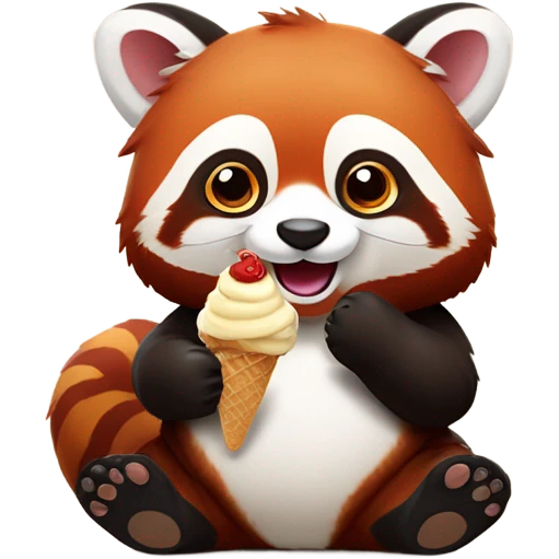 Red panda eating ice cream emoji